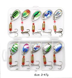 10pcs/box 10 Colors Mixed 6cm 3.47g Spinner Metal Baits & Lures 6# Hook Fishing Hooks Fishhooks Pesca Tackle K2008858155