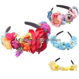 Headbands Festival Party Princess Headband Wedding Holiday Flower Crown Hair Accessories Girl Mti Colours Drop Delivery Jewellery Hairje Dhwjo