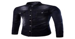 tops Long Sleeve Cotton highgrade Denim Shirt Jeans Cardigan Casual Slim Fit Shirts Men Twopocket Fashion Mens Tops Clothing6071959