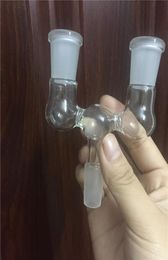 whole Drop Down dropdown Double adapter Glass 14mm Male to Twin 14 Female 18mm Male to Twin 18 Female for Glass Bong2641370