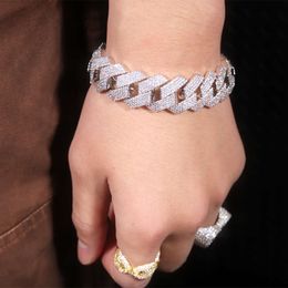 Ready To Ship Hiphop Jewelry 20Mm 4 Row Sier Iced Out VVS Moissanite Cuban Link Chain Bracelet For Men
