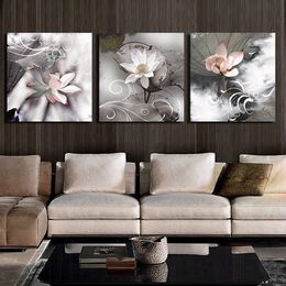 DIY 3pcs Diamond Painting Full Drill Lotus Retro Flower Triptych Cross Stitch Kits 5d Diamond Mosaic Embroidery Home Decor