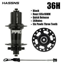 HASSNS Pro 7 36H Rear Hub Bearing 36Holes Freehub MTB Bike 32H for Four Palin 712Speed Noisy Cube Bicycle 6 Pawl Hubs 240530