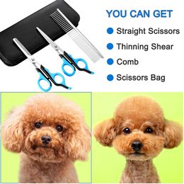 Benepaw Professional Pet Grooming Scissors Set for Dogs Cats Ergonomic Straight Scissors Thinning Shears Comb Short Long Hair