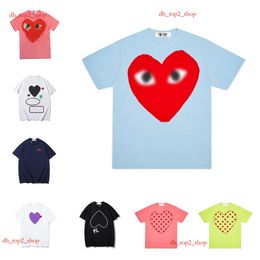 Mens T-Shirts Summer Cdgs Play T Shirt Commes Short Sleeve Womens Des Badge Garcons Embroidery Heart Red Love De 9e85