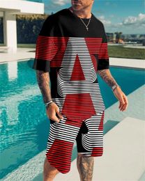Summer Mens Tracksuit Oversized Clothes Two Pieces Set Vintage Casual Streetwear 3D Printed Beach Set Men Tshirt Shorts Outfits 240530