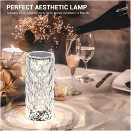 Crystal Table Lamp RGB Colour Changing Night Light Remote Romantic LED Rose Diamond Touch Lamps for Living Room Housewarming Gift