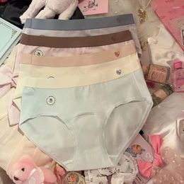 Women's Panties Cotton Simple Kawaii Solid Colour Lovely Mid Waist Breathable Sweet Princess Sexy Underwear Girls Briefs