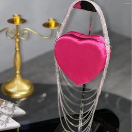 Shoulder Bags 2024 Fashion Heart Shaped Silk Water Diamond Women's Handbag Single Crossbody Bag Handbags