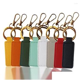 Keychains & Lanyards Colorf Waist Hanging Metal Keyring Pendant Lovely Couple Car Keychain Accessories Fashion Blank Pu Leather Key C Dhztg