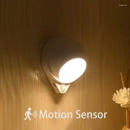 Wall Lamp Motion Sensor Light Magnetic USB Rechargeable LED Night Bedside For Cabinet Stair Corridor Bedroom Closet