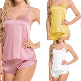 Frauen Nachtwäsche 2-teilige Pyjamas Sets Nachtwäsche Dessous Nachtwäsche Home Kleidung sexy Unterwäsche V-Ausschnitt Hosentuch Shorts Anzug