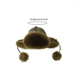 Ball Caps Girls Plush Hat Women Faux Fur Lady Windproof Winter Ear Muffs Warm Female Hats Cold Weather Head Wear