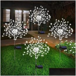 Garden Decorations 1/2/4Pcs Solar Led Firework Fairy Light Outdoor Decoration Lawn Pathway For Patio Yard Party Christmas Drop Deliver Dhtfl