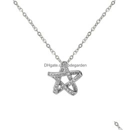 Pendant Necklaces Rhinestone Star Necklace White Gold Luxury Design Women Wedding Party Jewellery For Girl Gift Fashion Choker With Link Dhjrt