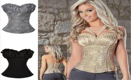 2014 Plus Size Sleepwear Sexy Women Corset Lace Tops Bustier Satin Embroidered shaper cinche Corsets Overbust corselet4605813