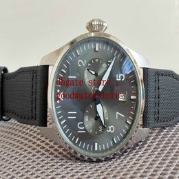 Men's Luxury Products Quality Classic Big watches 7Days Power Reserve 46mm Grey Dial Steel Automatic Movement Nylon bracelet 232t