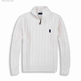 Men's Sweaters 2024 new Mens Polo Designer Sweater Shirts Thick Half Zipper High Neck Warm Pullover Slim Knit Knitting Jumpers Small horse Q240530