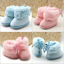 Boots Baby Infants Fashion Solid Colour Plush Fur Fleece Toddler Snowflake Prewalker Winter Warm Crib Shoes Soft