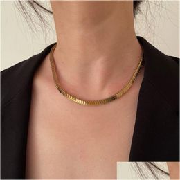 Chains Stainless Steel Fashion Hip Hop Fish Scale Chain Necklace Gold Sier Punk Gothic Biker Jewelry Collarbone Cuba Necklaces For W Dhztc