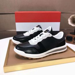 Fashion Men Casual Shoes HERITAGE Tennis Sneakers Italy Classic Low Top Elastic Band Black Calfskin Splicing Designer Lightweight Junior Athletic Shoes Box EU 38-44