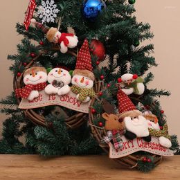 Decorative Flowers Christmas Vine Wreath Fake Plant Wall Hanging Ornament DIY Home Decor Plush Doll Artificial Green Pine Needle Xmas