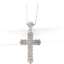 Pendant Necklaces Stereo Cross Necklace With Thick Fl Diamond Vintage Sier Figaro Chain Mens Selection Drop Delivery Jewellery Dhgarden Dhrdw