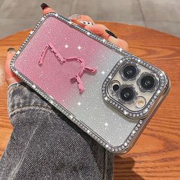 New Fashion Cases For iphone 15 Pro Max 14 Promax 13pro Trendy Brand Women's Flash Pink Phone Case Luxury Rhinestone Phonecase 11pro Anti Drop