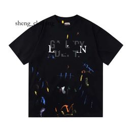 Lanvinn Dept Men's T-Shirts Shirt Mens Designer T Shirt Casual Womens Tees Splash Graffiti Letters Loose Short-Sleeved Lanvinsshirt 1a18