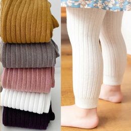 Leggings Tights Trousers Spring and Autumn Girls ggings Solid Cotton Baby ggings Fashion Lace Pantyhose Preschool Warm Childrens Clothing 2-3Y WX5.29