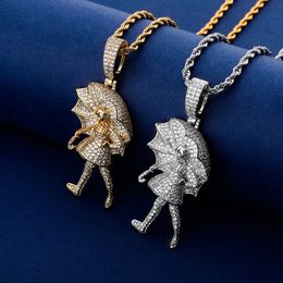 Iced Out Pendant Luxury Designer Jewellery Mens Necklace Statement Hip Hop Bling Diamond Pendants Gold Silver Rope Chain Rapper Accessori 272u