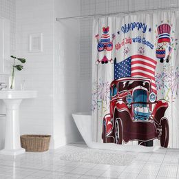 Shower Curtains Independence Day 4 Of July Truck Curtain Bathroom Decoration-71x71 Inch Waterproof Fabric With 12 Hooks