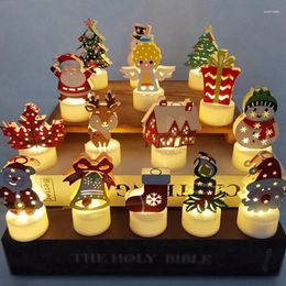 Party Favour LED Christmas Electronic Candle Light Tree Father Snowman Creative Night Ornaments Xmas Gifts