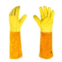 Rose Pruning for Men /Women Extra Long Breathable Cowhide Leather Thorn Proof Gardening Gauntlet Gloves Work Leather Gloves