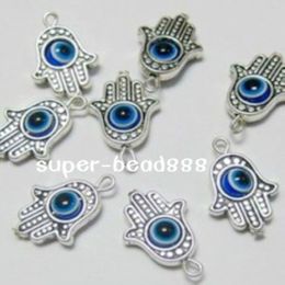 100pcs Hamsa Hand EVIL EYE Kabbalah Luck Charms Pendant For Jewelry Making Bracelet 19x12mm 225D
