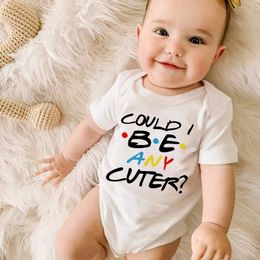 Rompers Could I Be Any Cuter Funny Newborn Rompers Boys Girls Short Sleeve Born Crawling Bodysuits Shirt Cute Infant Toddler Clothing Y240530GS7X