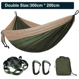 Hammocks Solid Colour Nylon Parachute Hammock Camping Survival garden swing Leisure travel Portable outdoor furniture H240530 2RGQ