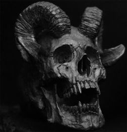 Gothic Vintage Devil Satan Goat Skull Ring Stainless Steel Punk Ring Fashion Men039s Biker Jewelry3475239