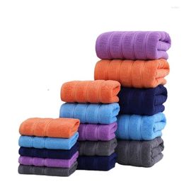 Towel 3pcs/set Solid Colour Absorbent Sets Soft Adults Face Hand Towels Bathroom Cotton Swimming Bath