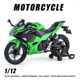 Diecast Model Cars 1 12 Kawasaki Ninja 400 Alloy Sports Motorcycle Model Diecast Street Race Simulation Light Toy for Children Boy Fast and Furious Y2405309MJD