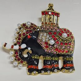 Brooches Vintage Luxury Enamel Rhinestone Elephant For Women Animal Brooch Pins Metal Clothes Jewelry Broches Accessories