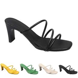 Slippers Heels Fashion Sandals Women High Shoes GAI Triple White Black Red Yellow Green Bro 323