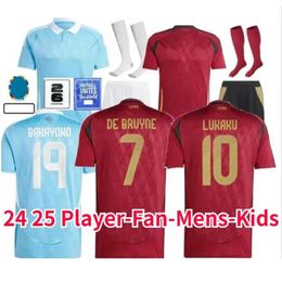 Belgien 24 25 Fußball -Jersey de Bruyne Lukaku Doku 2024 Euro Cup National Fußballhemd 2025 Männer Kids Kit Home Away Train Carrasco Tielemans Bakayoko