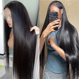 12A Grade Bone Straight HD Lace Front Wig Brazilian Raw Remy Virgin Human Hair Wigs Pre Plucked Indian Hair Lace Frontal Wigs