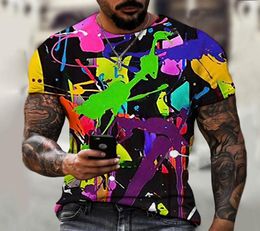 Men039s TShirts 3D Printing Tshirt Colour Vibrant Youth Funny Art Breathable Quickdrying Round Neck Oversized Street Top3694902