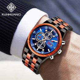 Mens watch Wood Watch Men clock Business Luxury Stop Watch Colour Optional Full Wooden Adjustable Bracelets 265x