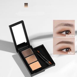 UNNY 3 in 1 Eyebrow Powder Makeup Palette Gel Waterproof for Eyebrow Enhancer Nose Shadow Contour Cosmetic Brush Mirror