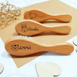 Party Favour Personalised Baby Hairbrushes Engrave Infant Name Wooden Born Hair Brush Comb Birth/Baptism/Birthday Shower Gifts