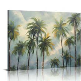 Palm Canvas Wall Art Abstract Tropical Palm Tree Painting Pictures Prints Hawaii Them Decor for Living Room Bedroom.
