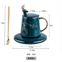 Cups Saucers Creative European Ceramic Cup Coffee Saucer Reusable With Lid Porcelana China Lids Gold HH50BD